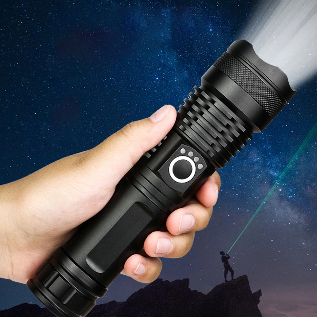 

XHP50 Flashlight Outdoor Camping LED Torch Retractable Zoomable 5 Modes 10W Lighting Super Bright USB Hunting Lantern