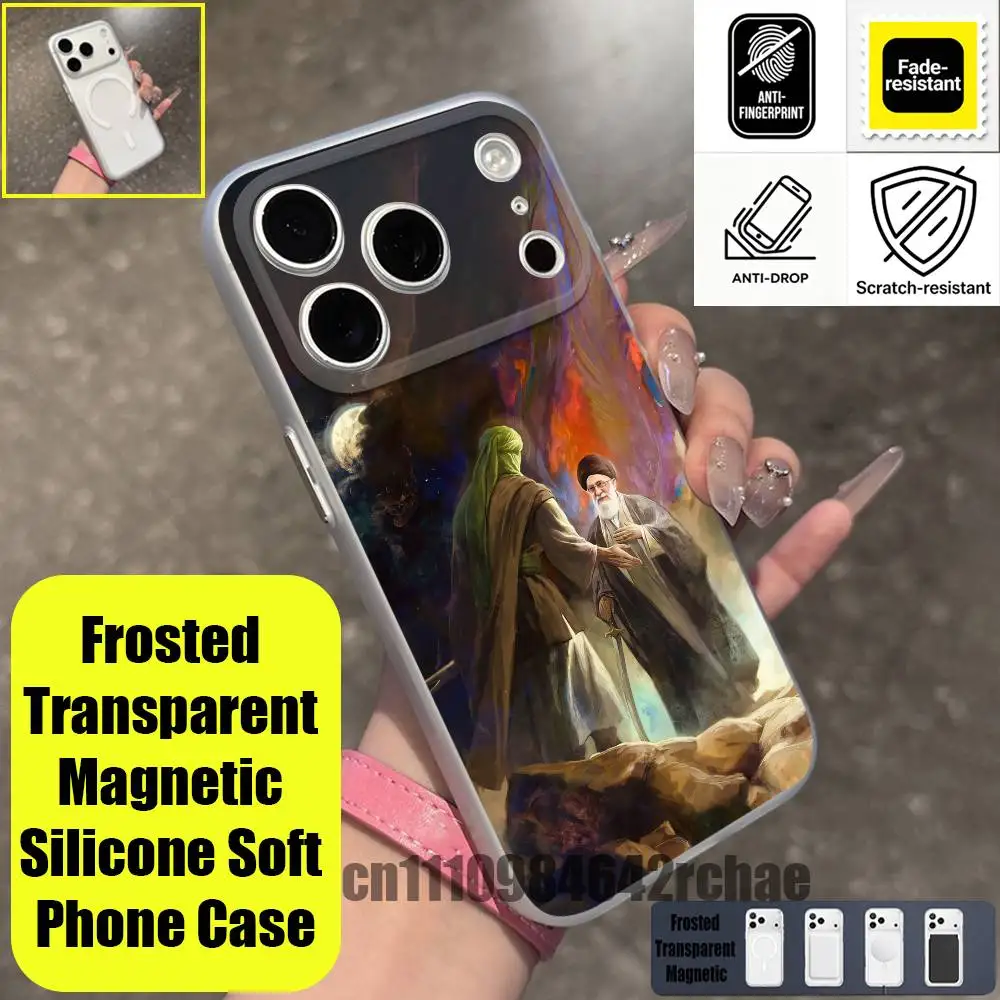 Фото Чехол для телефона iPhone (12, 16, 11, 14, 13, 17, 15, Plus, E, Pro, Max, Air, Mini) с магнитной беспроводной зарядкой, прозрачный, в честь Али К-Хаменеи (Иран) №4