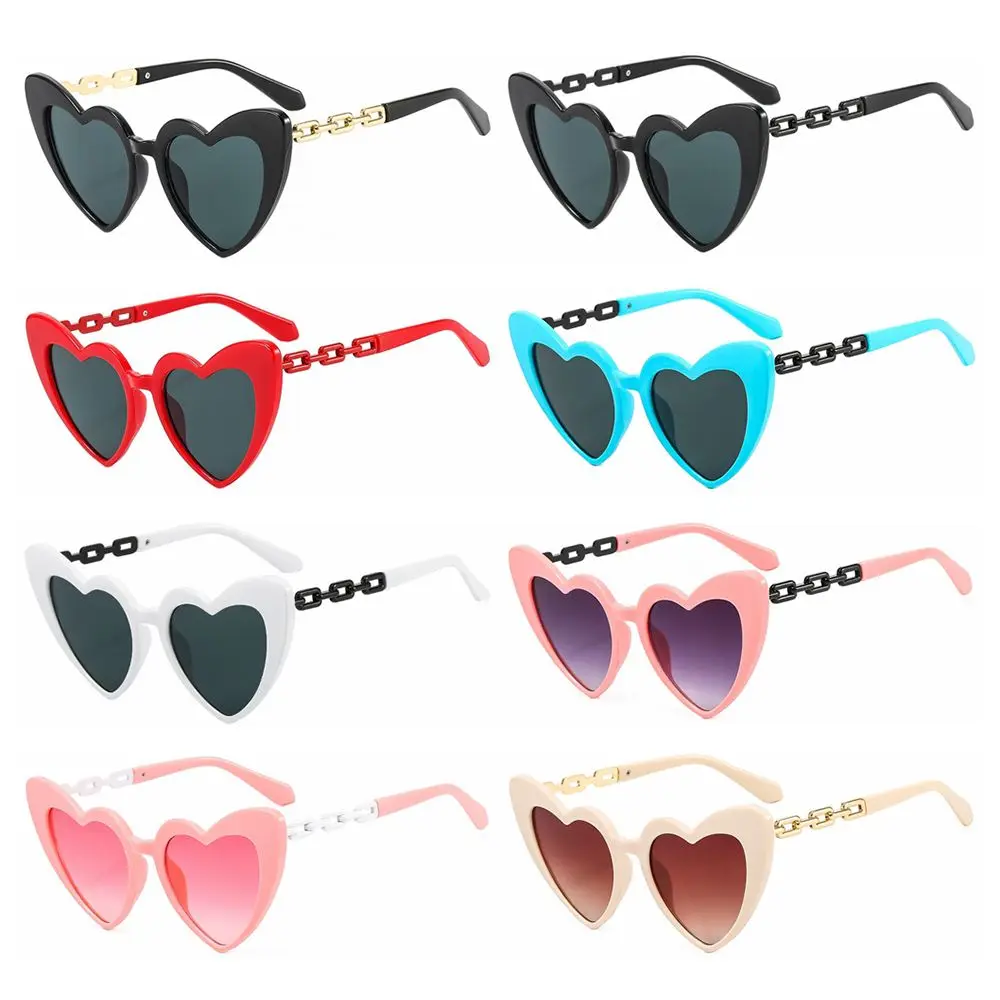 

2022 Heart Sunglasses Trendy Love Heart Women Shades Metal Chain Temples Heart-Shaped Sunglasses Novelty Party Eyewear