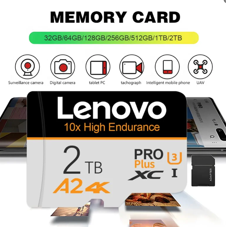 

Lenovo 2TB U3 Micro TF SD Card 1TB 512GB SD/TF Flash Memory Card 128GB 256GB Driving Recorder Cameracartão De Memória For phone