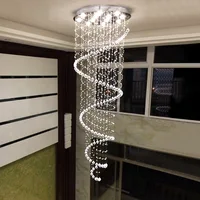 Duplex Hotel rotary crystal chandelier staircase long chandelier empty building middle floor villa living room lamps