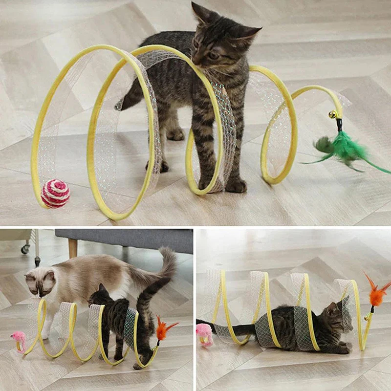 

Cat Pets Toys Mouse Shape Balls Foldable Cat Kitten Play Tunnel Funny Cat Stick Mouse Supplies Simulation Mouse Cat Accessories