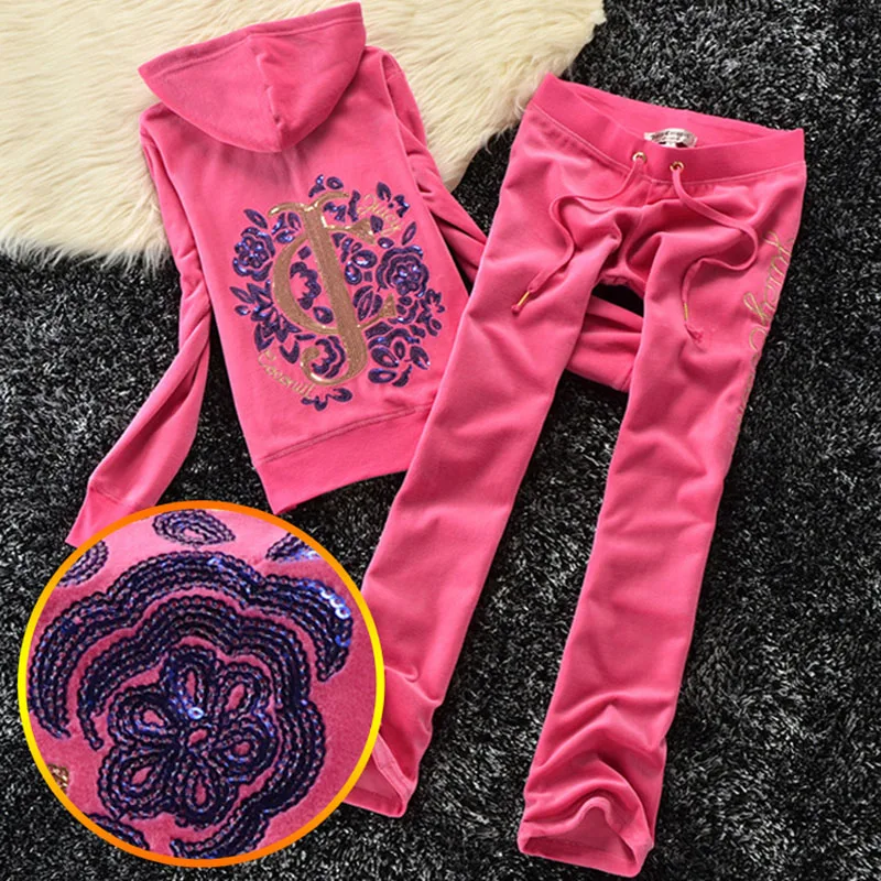 

Spring/Fall Casual Two Piece Set Sweatsuit Long Sleeve Tops And Long Pants Velvet Women Hoodies Tracksuit S-XXL