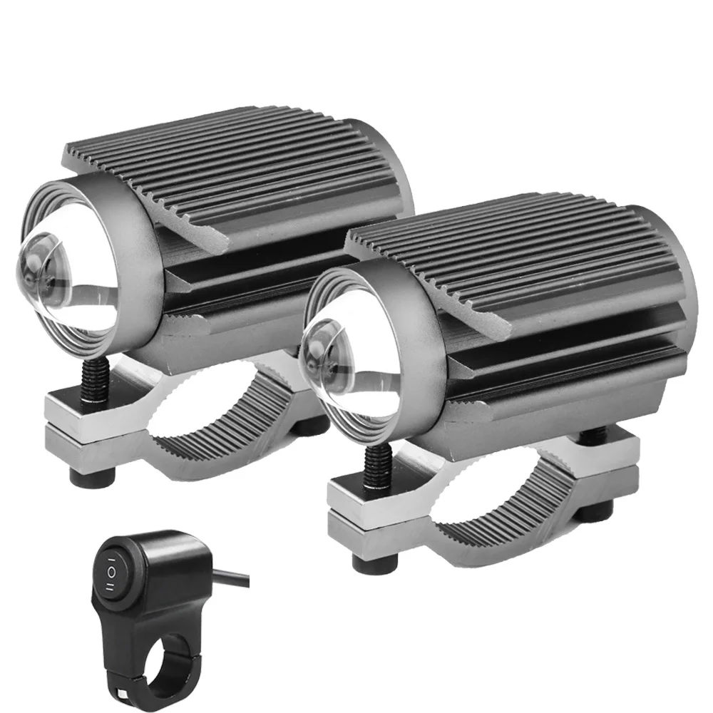 

Дополнительные мотоциклетные прожекторы, фары, 12-80 В, лампы, линзы, двухцветные для электрических мотоциклов, противотуманные фары, Автомобильные фары