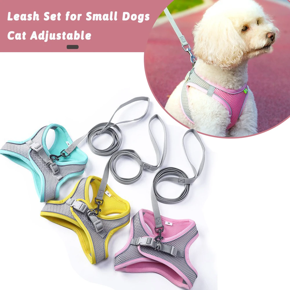 

Dog Harness with 1.5m Traction Leash Set No Pull Dog Vest Strap Adjustable Reflective Breathable Harness for Dogs Puppy and cats