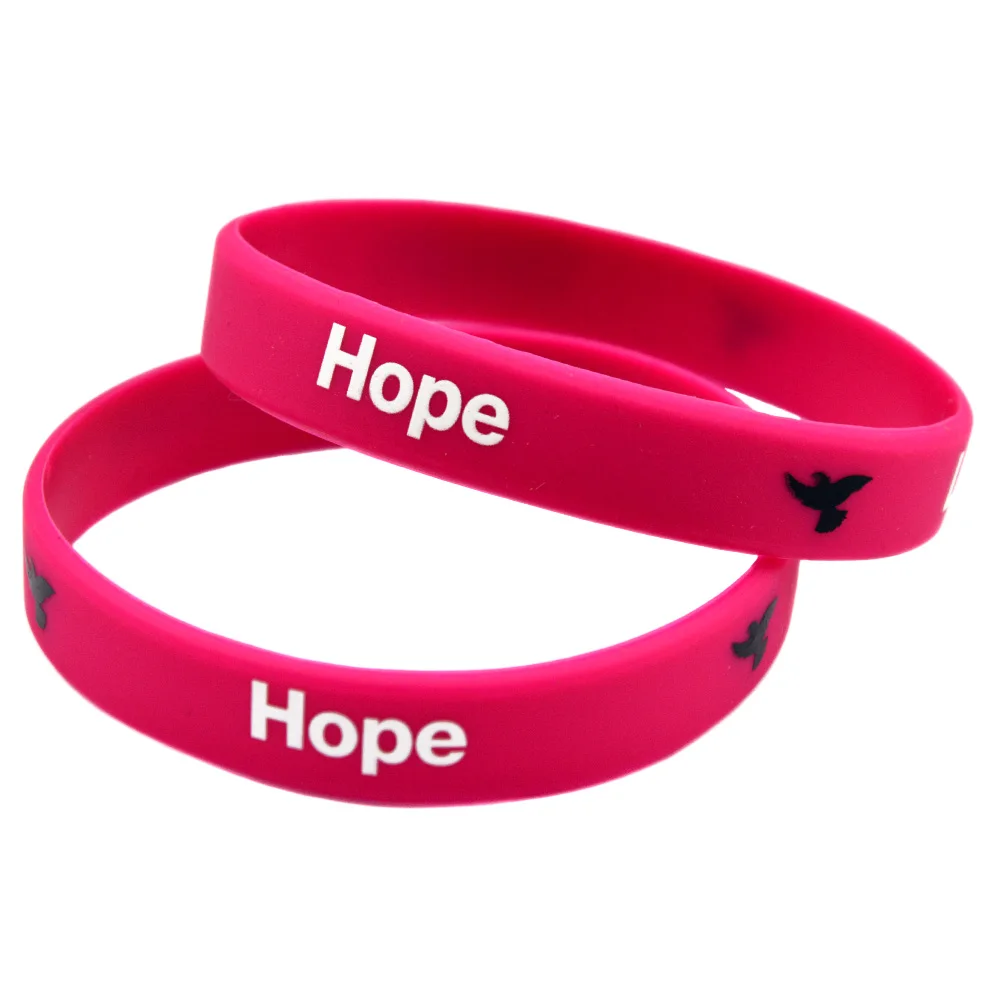

50 PCS Printed Logo Love Hope Dream Silicone Wristband Aduldt Size 2 Colors
