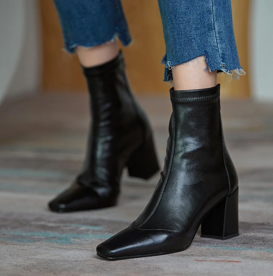 Белые женские ботильоны 2024 классические элегантные офисные кожаные ботинки Rretro