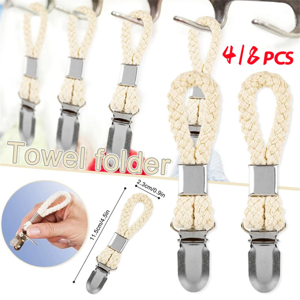 

4/8Pcs Bathroom Towel Clips With Metal Multipurpose Cotton Loop Clamp Kitchen Storage Clips Home Socks Clothes Hanger Clothespin