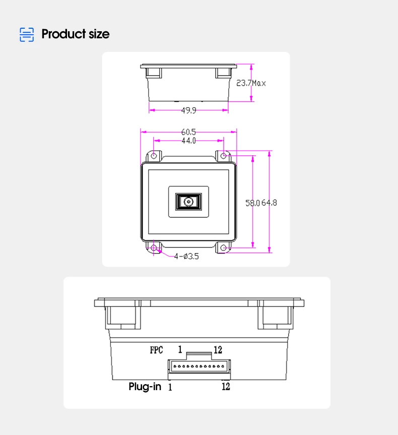 Модуль сканера штрих-кодов RAKINDA 2D QR Code Embedded CMOS Kiosk Reader с интерфейсом USB, черный (art.: 3920dc1ff21da) - 3920dc1ff21da