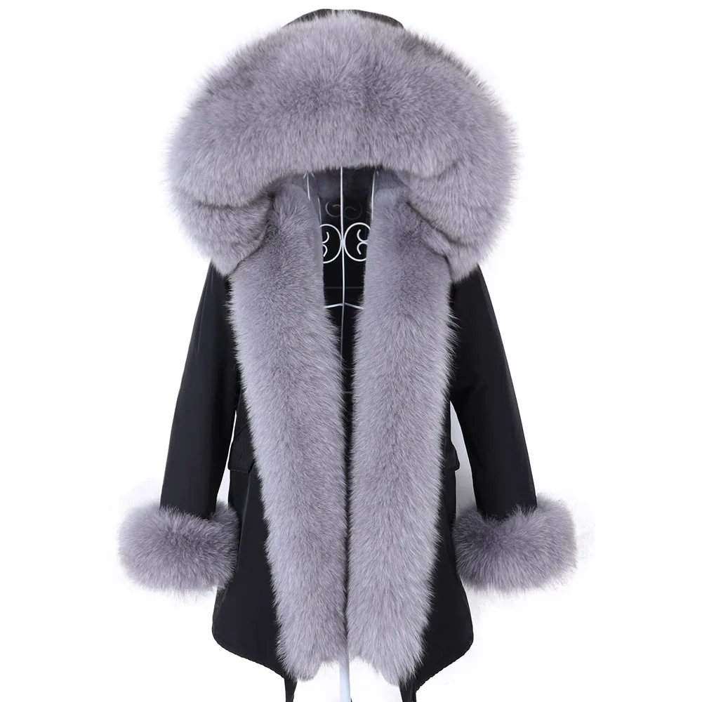 2022 Super Hot  Winter Jacket Hooded Long Overcoat Parkas Female Clothes Removable Real Fox Fur Collar Coats Woman