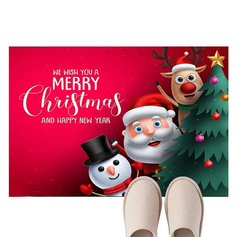 Рождественский коврик с Санта-Клаусом, Противоскользящие коврики для задней панели, классические приветственные коврики для входа, коврик ...