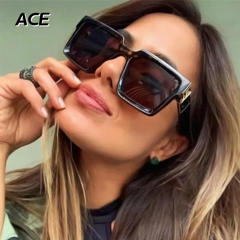 

ACE Oversized Sunglasses Women Fashion Mirror vintage Sun Glasses Big Frame Windproof Shades Men Flat Top Driving Goggles UV400