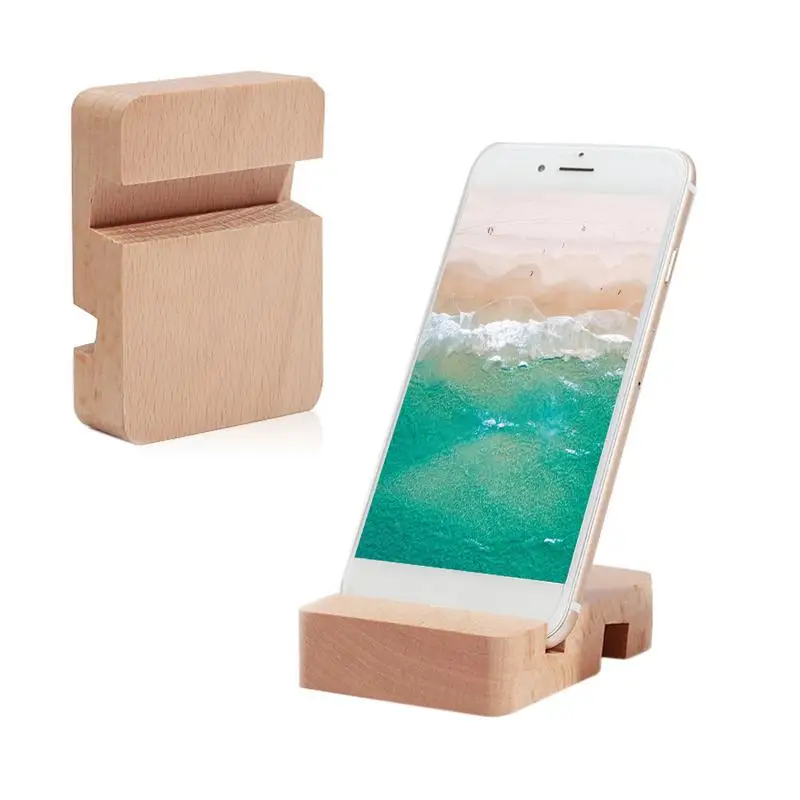 

Universal Simple Mobile Phone Holder For IPhone Tablet Bracket Stand Double Slot Novel Wood Desk Holder