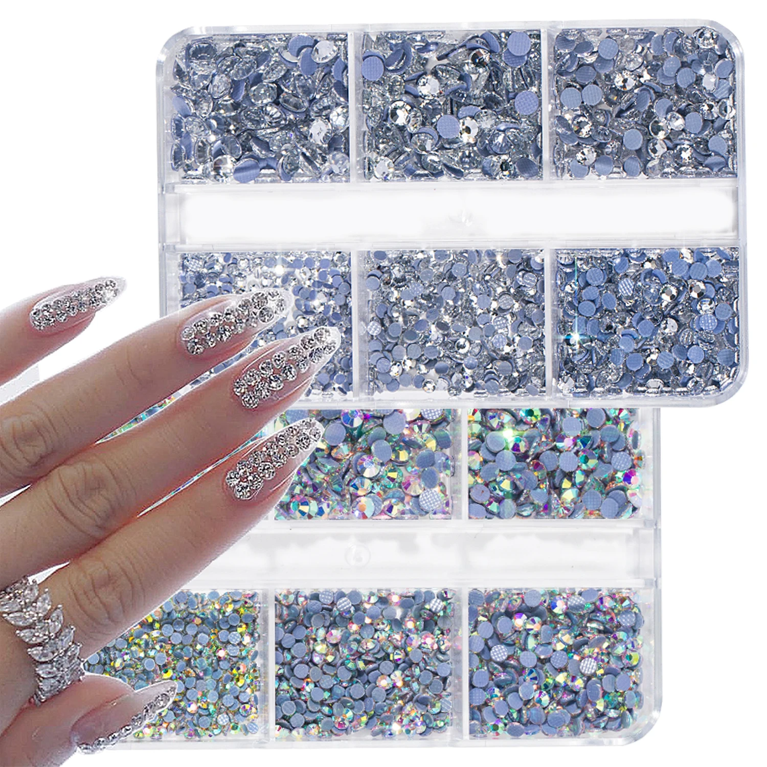 

1 коробка, подвеска для ногтей, высокое качество, горячая нижняя часть, фотоблестки, 3D блестки, самодельные Украшения для ногтей, сверло с плоским дном