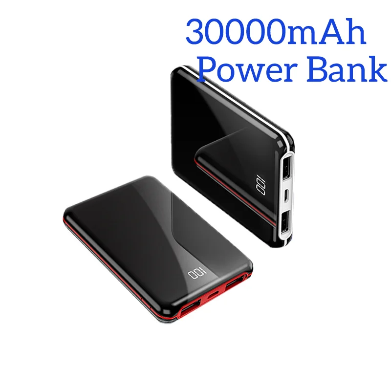 

Portable PowerBank 30000mAh External Battery Pack Fast Charger Powerbank Full Mirror Screen For iPhone Samsung Portable Chargers