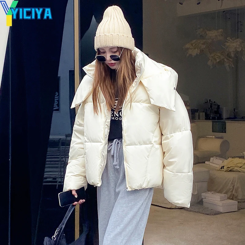 YICIYA Women's Winter Jackets 2023 Streetwear Fashion Casual Thickening Warm Ladies Solid Coat Cotton Padded Outwear Parkas Y2k