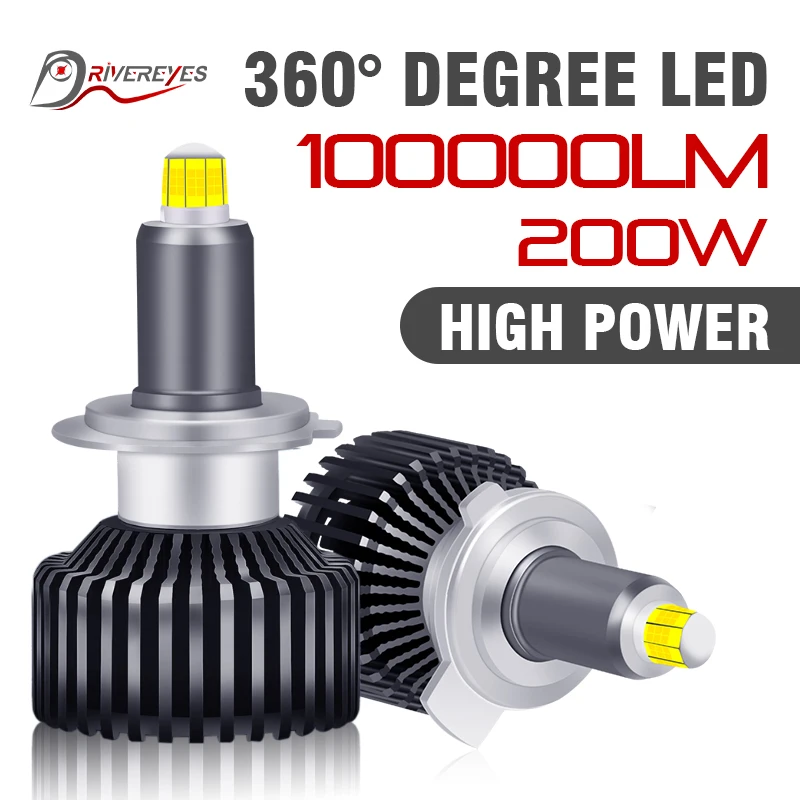

200W 10000LM H7 LED Car Headlight 360 Bulbs Canbus H1 H8 H9 H11 9005 9006 HB3 HB4 9012 Fog Lamp 6000K 4300K 3000K Auto Light