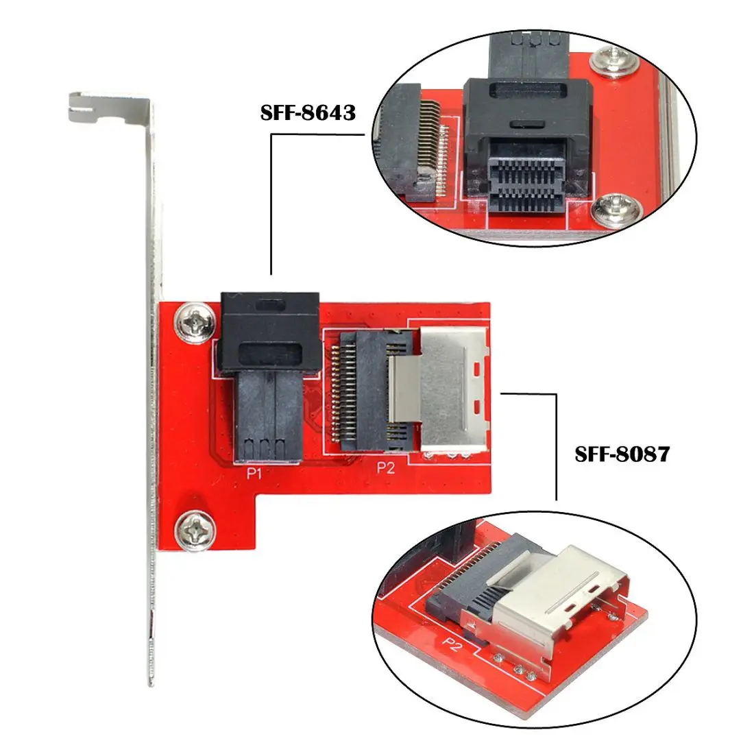 Zihan Mini SAS SFF-8087 PCI-Express 4 0 до SFF-8643 HD PCBA Женский адаптер с кронштейном |