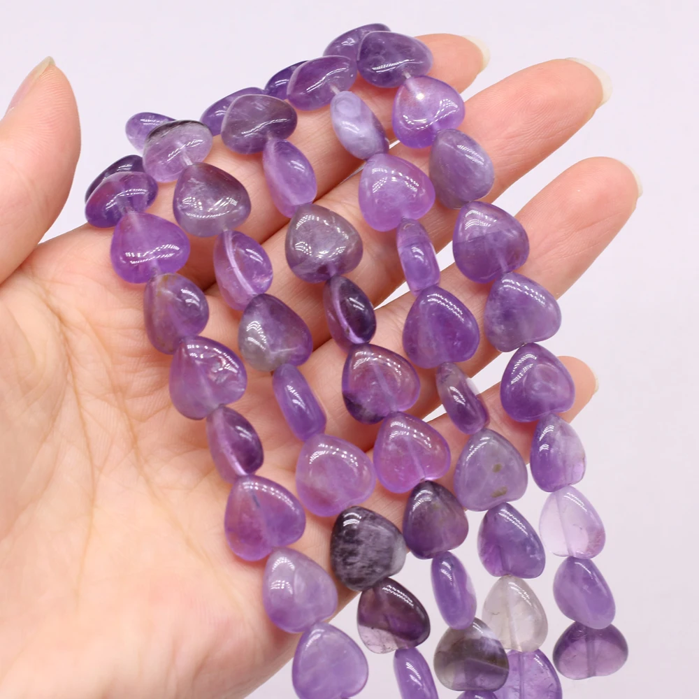 

Natural Semi-precious Stone Beads Heart Amethyst for DIY Jewelry Making Necklace Earring Bracelet Handmade