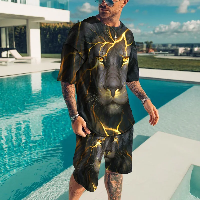 

New Summer Streetwear Men's Set Sportswear Men's Oversized Clothes 3D Printed T-Shirts Shorts Men's Clothing Fashion Sets