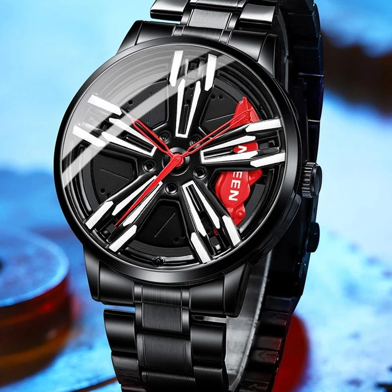 FNGEEN Racing Watches Men Custom Design Super Car Rim Watch Stainless Steel Black Retro Waterproof Watch Relogio Masculino L001 images - 6