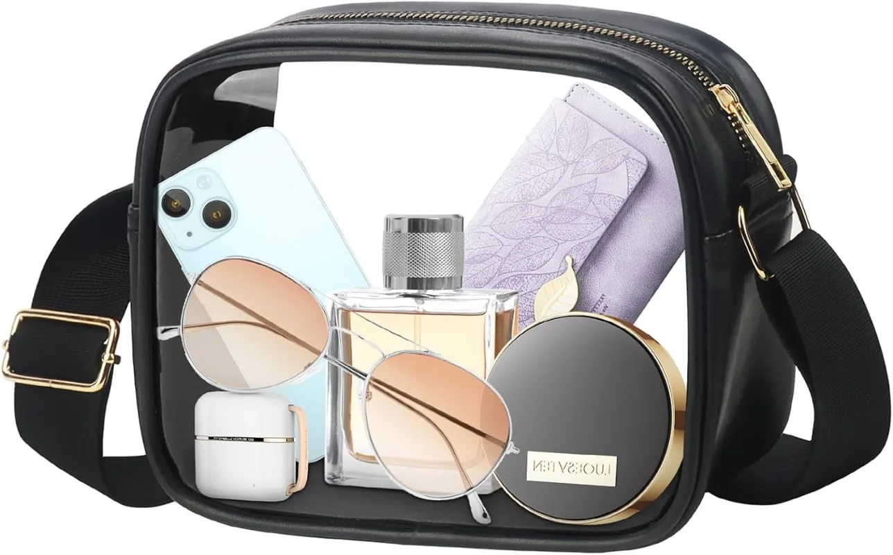 

Clear Crossbody Bag, Stadium Approved Clear Bags with Adjustable Strap Clear Stadium Bag for Women Men Concerts Sports