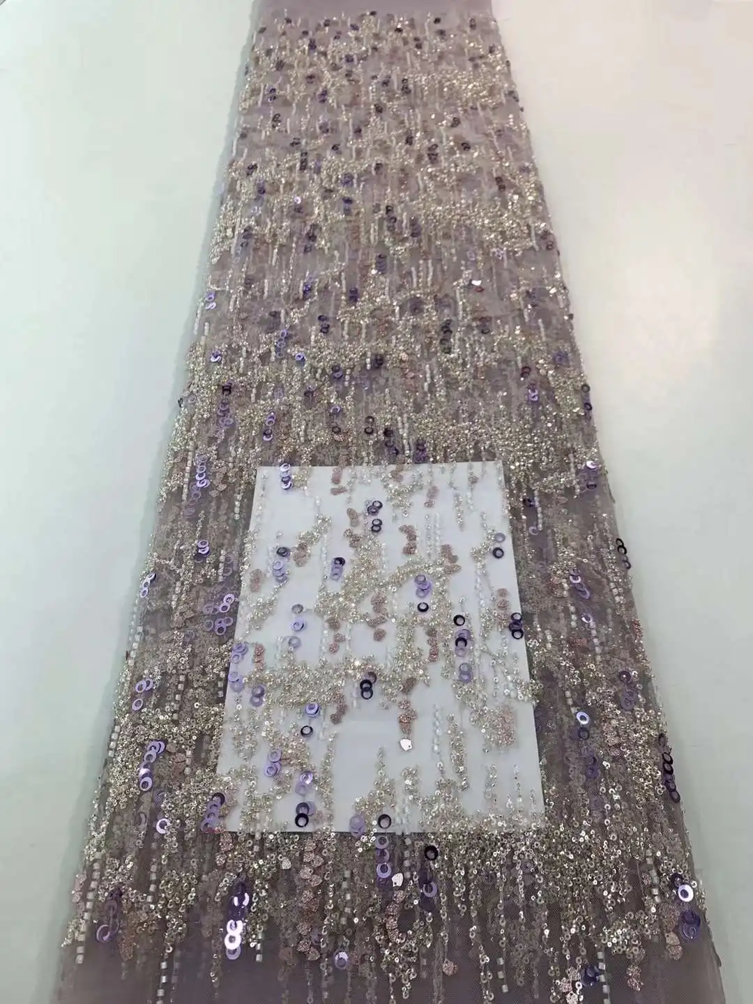 

Новейшая ткань с вышивкой блестками, африканская кружевная ткань, тяжелые бусины, тюль, французское кружево, 5 ярдов для свадебного платья HX