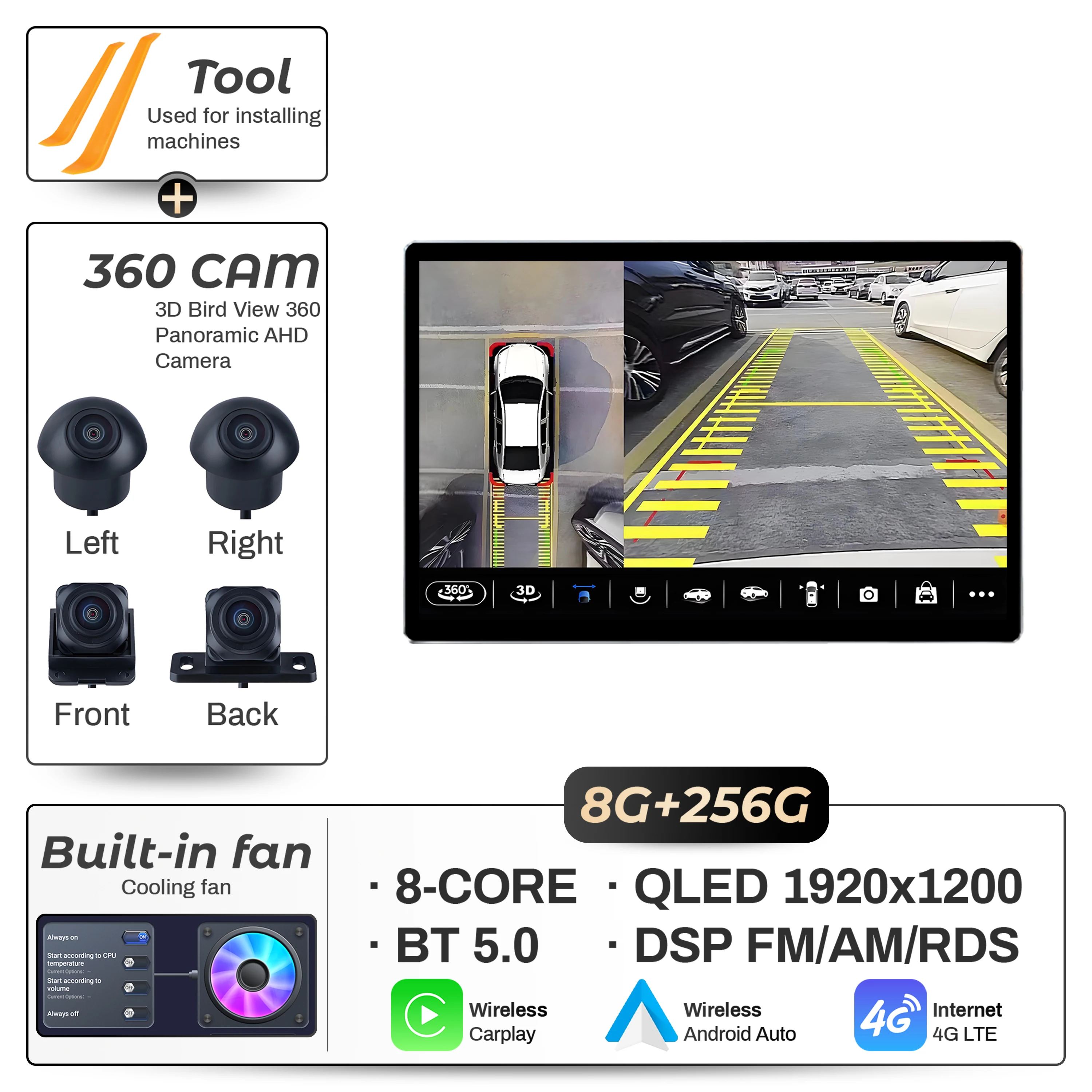 

13,1-дюймовый Android для Mercedes Benz Smart 453 Fortwo 2014-2020, автомобильный радиоприемник, беспроводнойCarplay, GPS, мультимедийный сенсорный экран QLED, стерео
