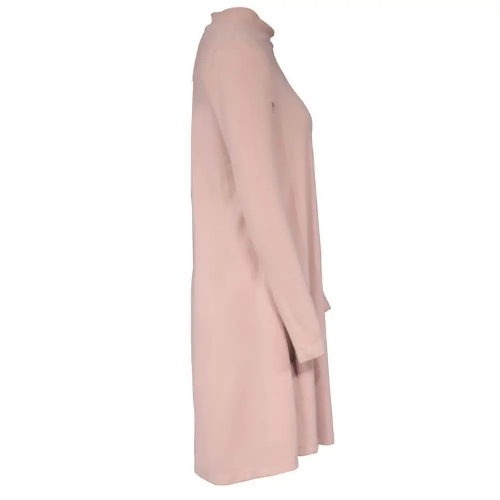 

Trendy Mini Dress A-Line Breathable Autumn Dress Simple Casual Pure Color Autumn Mini Dress