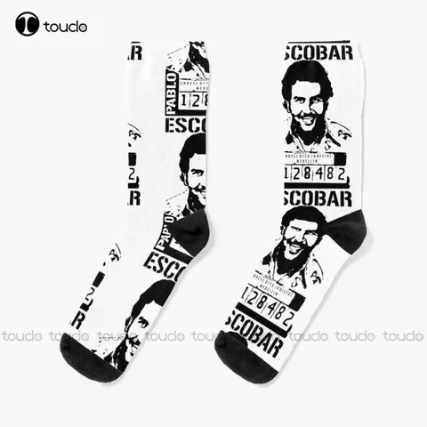 Носки Pablo Escobar Mugshot (черная версия) Pablo Escobar Plata O Plomo Colombian Drug Lord, подарок на заказ, уличные носки для скейтборда