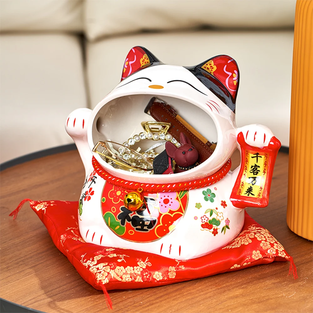 Милый домашний декор счастливая кошка керамический ящик для хранения коробка