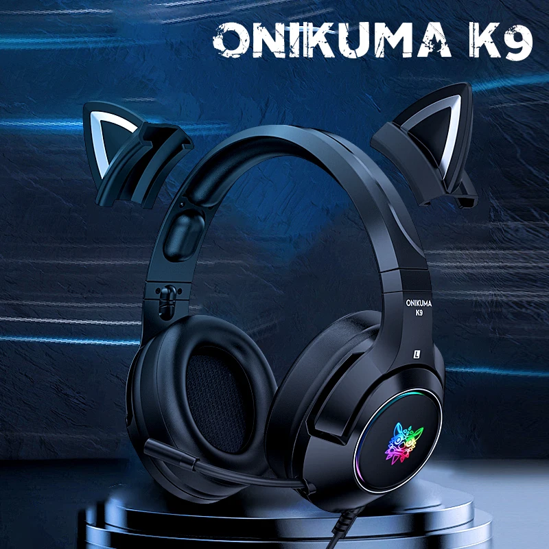 K9 Wired Gaming Headset RGB Luminous Headphone Cat Ear Gaming Headphone Surround Sound Deep Bass Stereo Earphone With Microphone