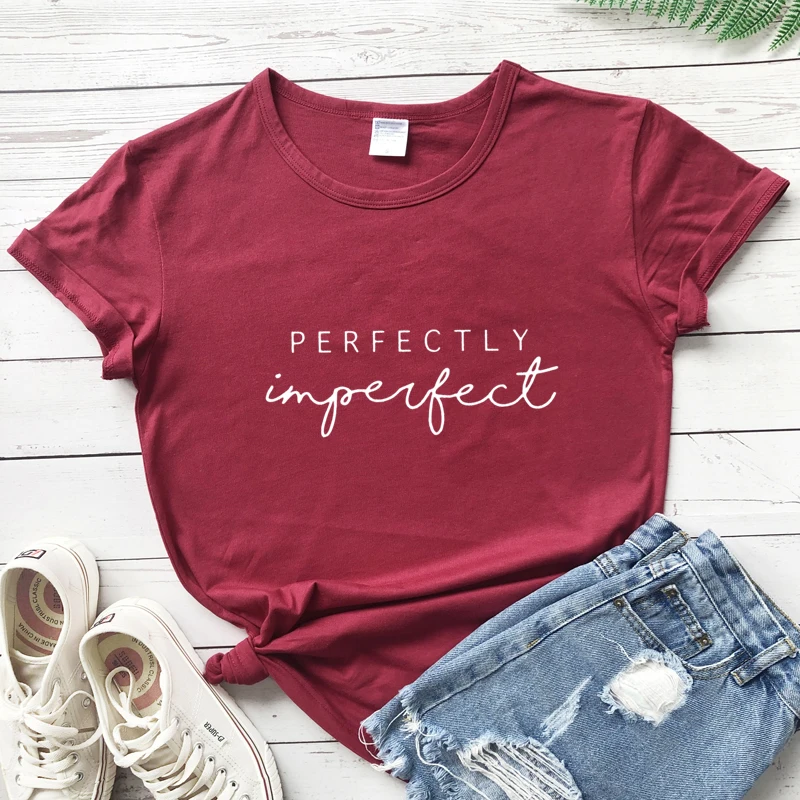 

perfectly imperfect tshirt Religious women short sleeve Christian tee shirt top