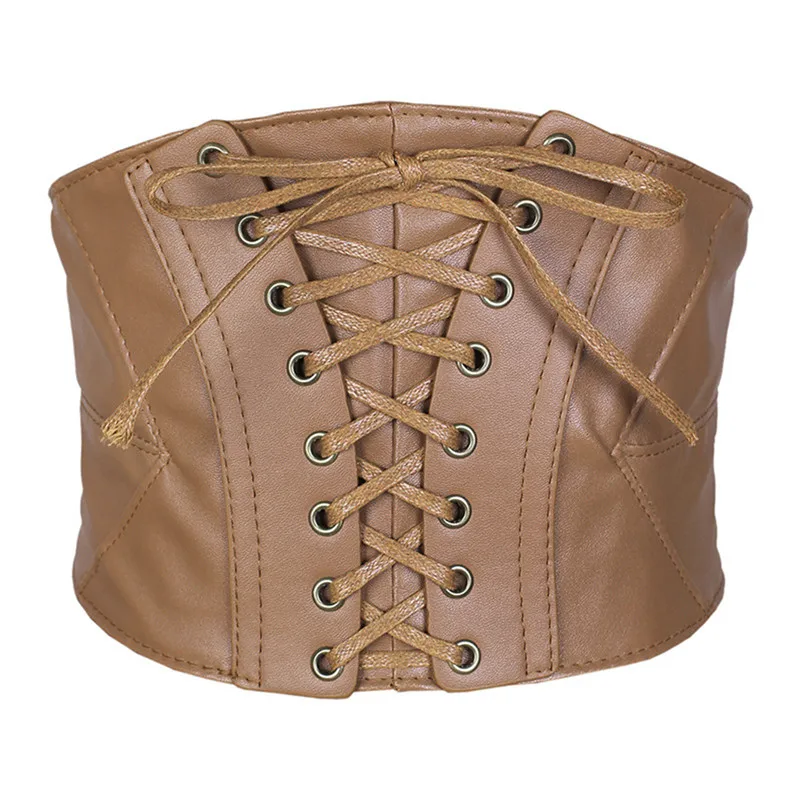 

New Corset Punk Black Wide Belt PU Leather Slimming Body Belts for Women Elastic High Waist Belt Female Cummerbunds