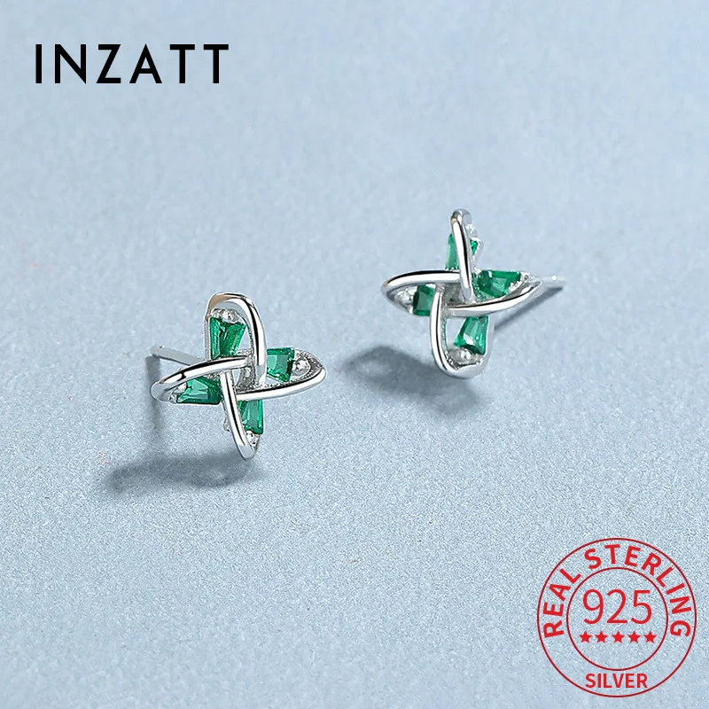Серьги INZATT серебряные с цирконом