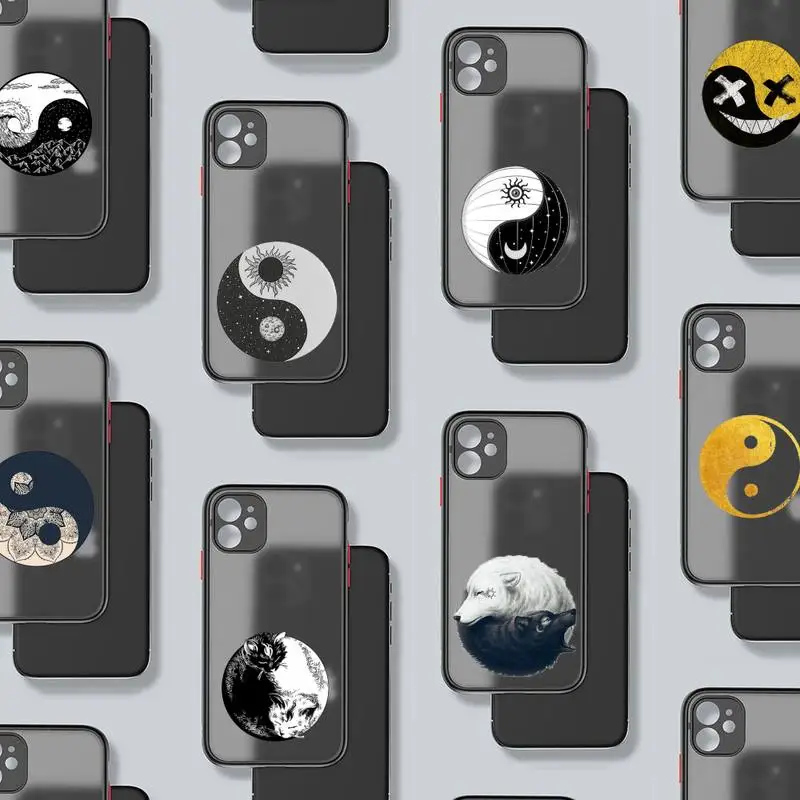 

Eight Diagrams Taiji Yin Yang Phone Case Black Color Matte Transparent For iPhone 13 12 11 Mini Pro X XR XS Max 7 8 Plus