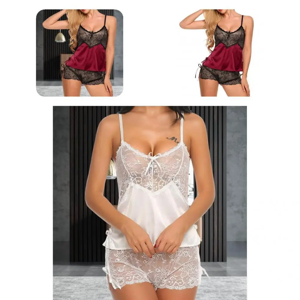

Bow Elastic Waist Smooth Women Nightclothes for Home Underwear Set Bow Elastic Waist Smooth Women Nightclothes for Home