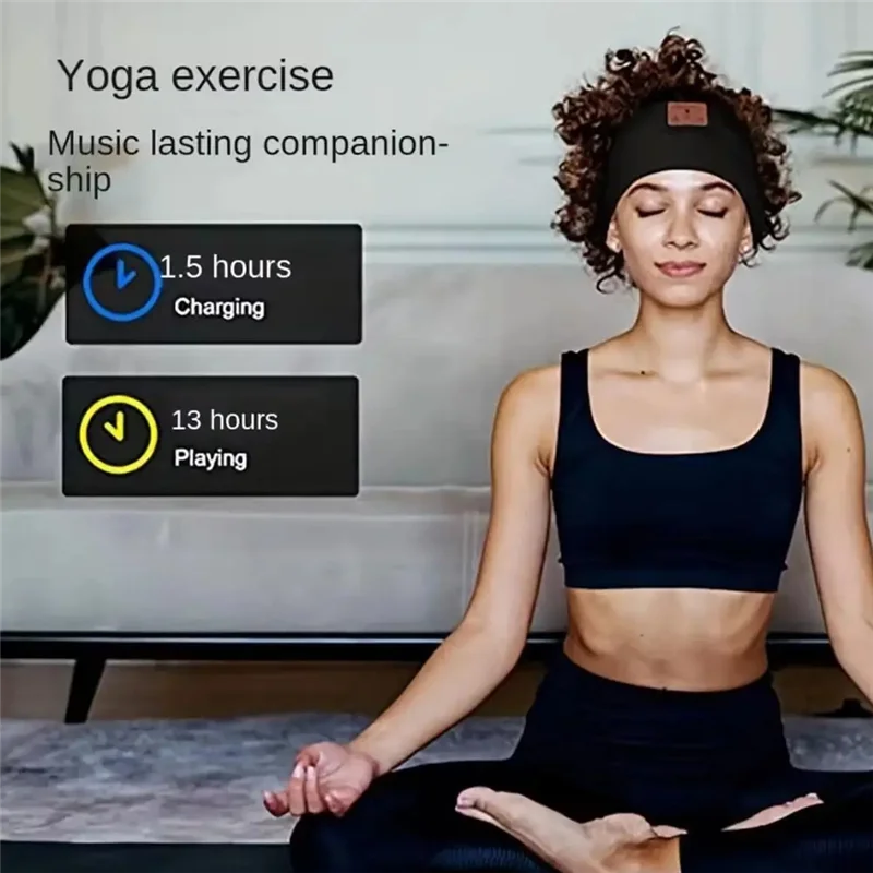 Фото Y67A-Headphones Bluetooth Compatible Sports Bandana Boho Headband Headphones HD Thin Speakers Music For Sleepers Calling Yoga №2