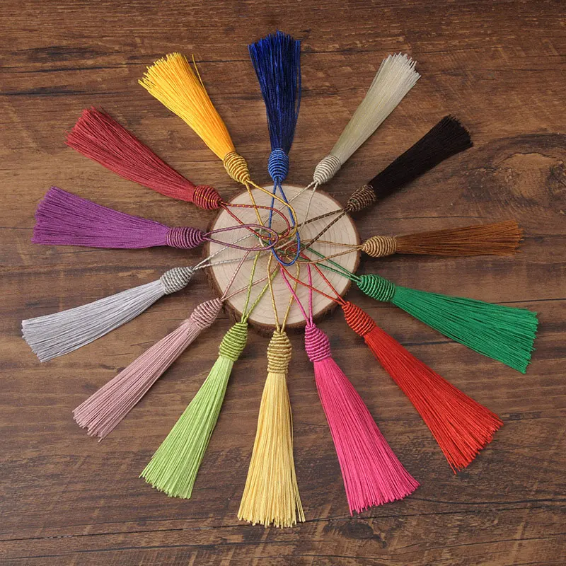 

2Pcs Silky Floss Bookmark Tassels with Cord Loop for Jewelry Making Souvenir Bookmarks DIY Craft Accessories