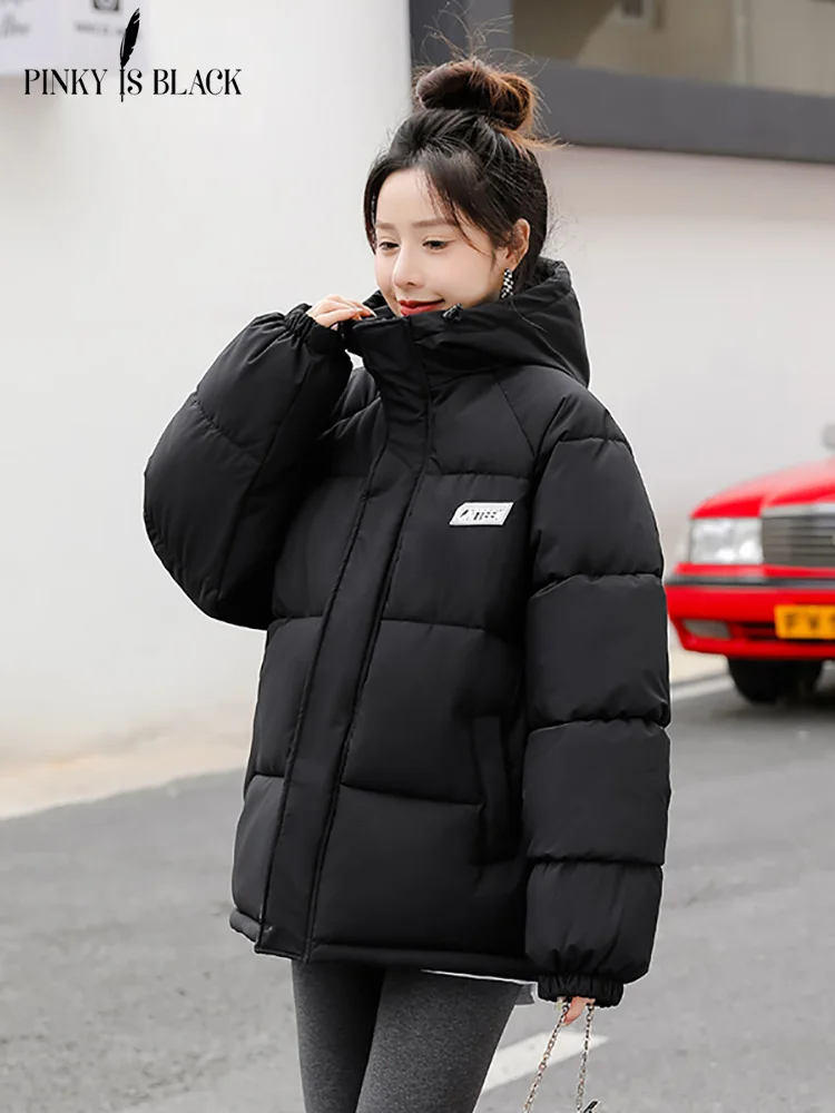 PinkyIsBlack Winter Jacket Women Parkas Thicken Warm Coat Women Hooded Jackets Solid Color Short Parka Coat Women New Streetwear