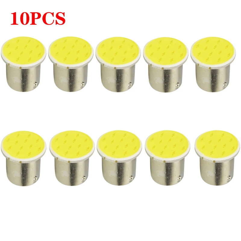 

10 PCS Car LED Bulb P21W 1156 Ba15s 1157 Bay15d Turn Signal Light COB 12V 7000K White Auto Backup Reverse Parking Brake Lamps