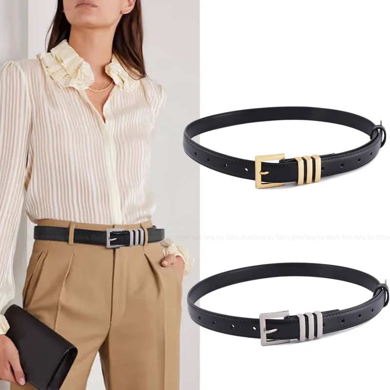 Fashion Pu Leather Belt for Women Casual Luxury Designer Waist Strap Female Jeans Trouser Black Decoration Accessories