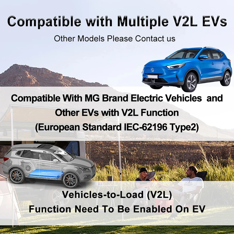Разрядник V2L для Type2 Автомобильный разрядный кабель Адаптер MG BYD KIA Hyundai Discharge
