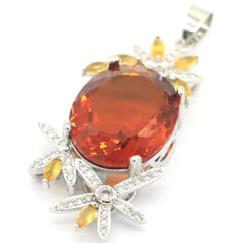 11g Real 925 Solid Sterling Silver Pendant New Statement Green Peridot Pink Kunzite Golden Citrine CZ Ladies Party