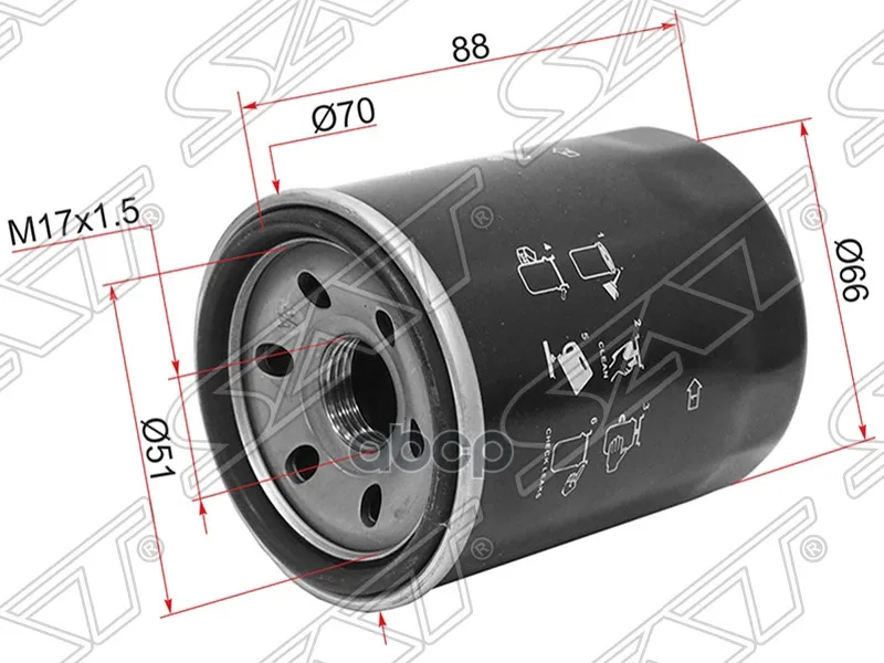 Фильтр Масляный Suzuki Sx4 M15a/M16a/Grand Vitara Jb416/Escudo J20a/J24b/Jimny M13a/G13bb/Swift G13a Sat арт. ST-16510-61A30 |