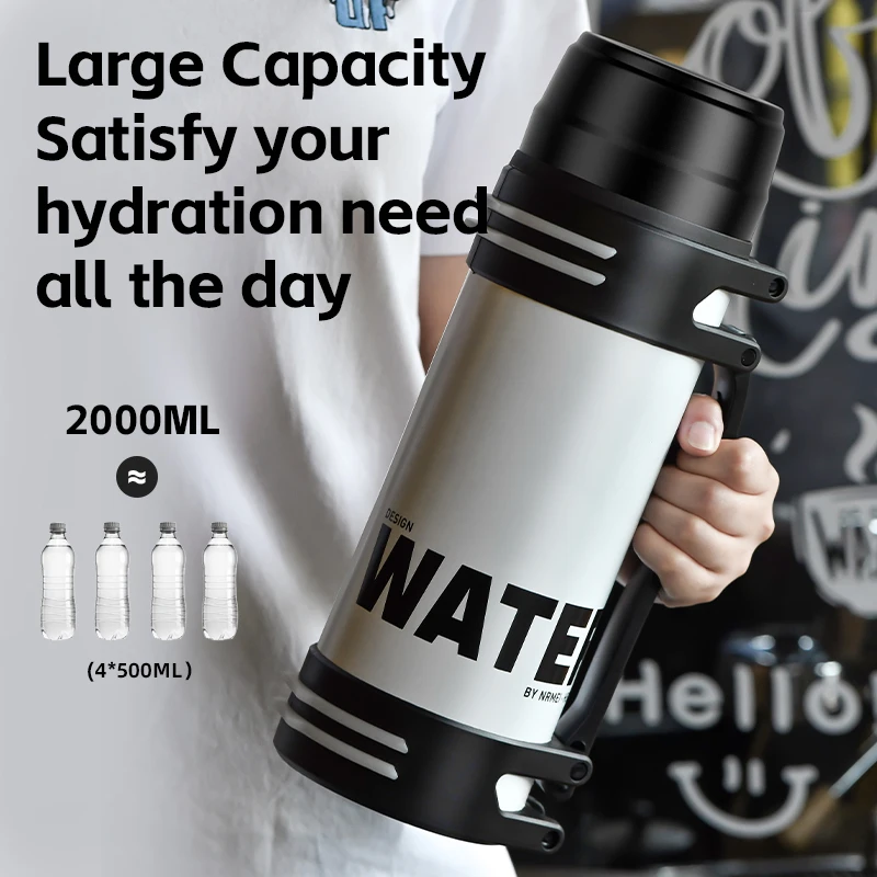 Уличный портативный кувшин для воды с ручкой термос большой емкости из