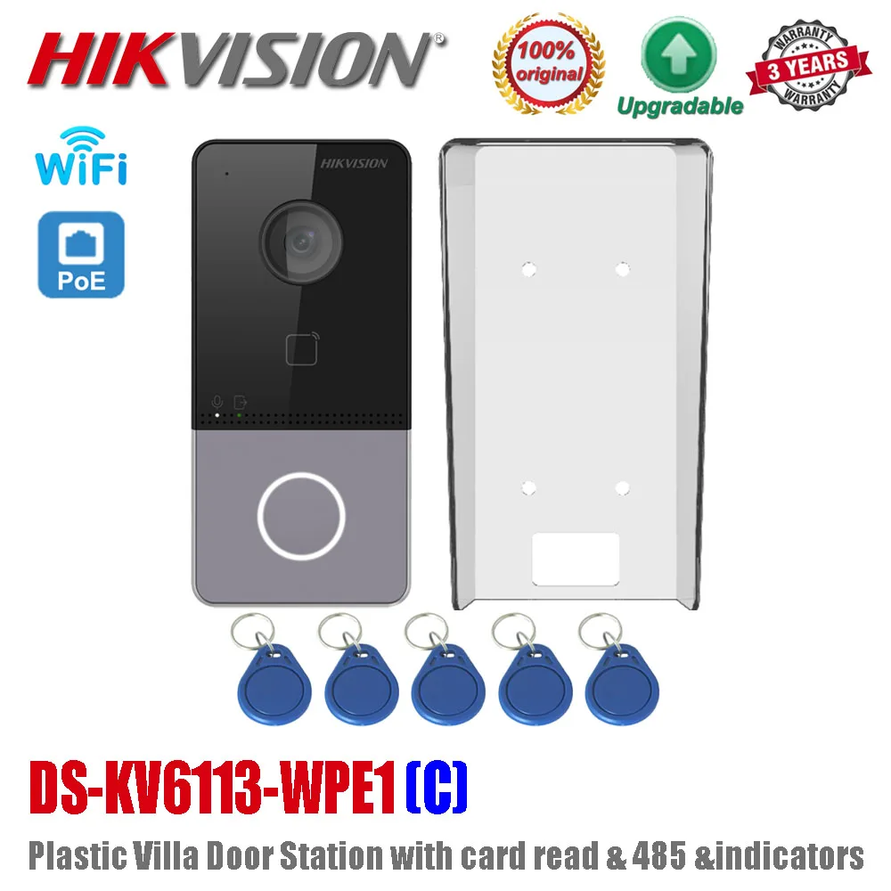 

Original Hikvision DS-KV6113-WPE1 (C) Wireless WIFI Standard POE 2MP HD Video Intercom Plastic Villa Door Phone Station Doorbell