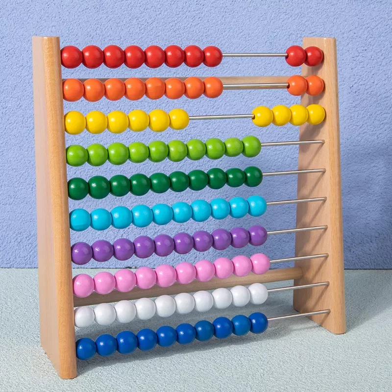 

Kids Mathematics Enlightenment Color Bead Wooden Calculation Frame Ten-speed Beech Fun Abacus Frame Arithmetic Teaching Aid