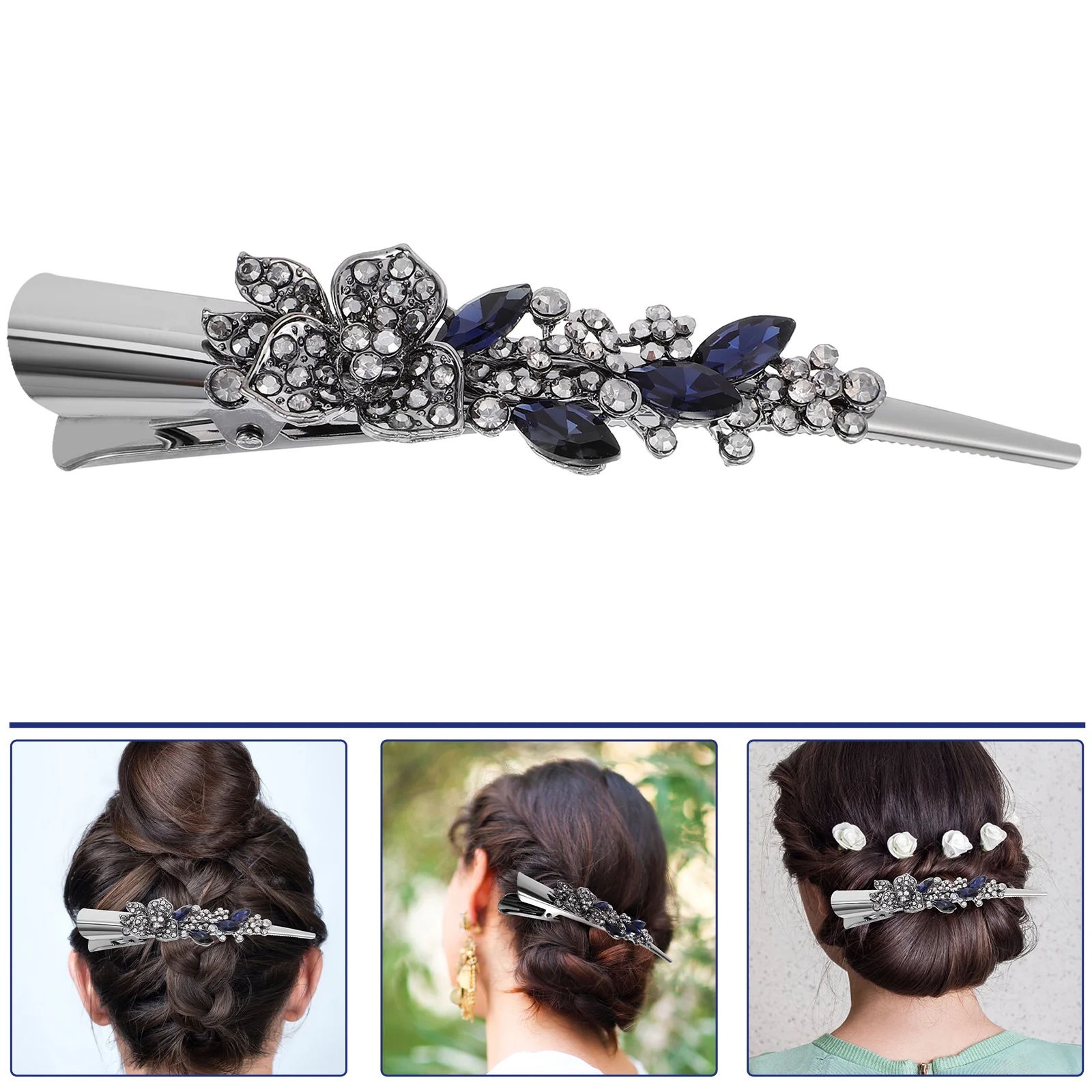

Hair Accessories Decorative Clips Women's Bling Rhinestone Barrettes Temperament Alligator Rhinestones Sparkle Miss