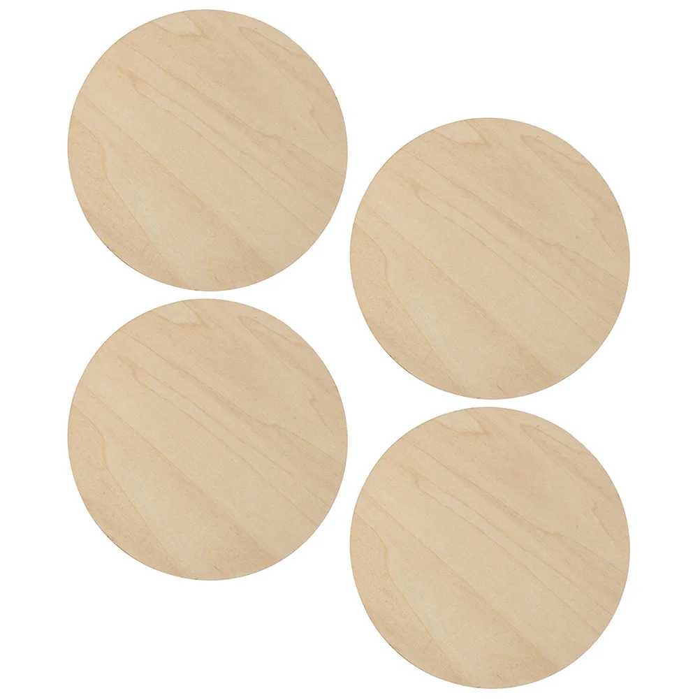

4 Pcs DIY Round Wood Chips Planks Blank Gift Tags Circles Crafts Model Material Supplies